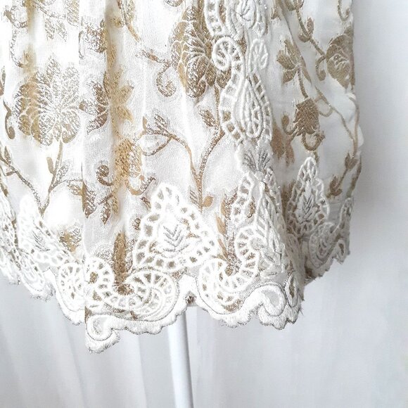 Moulinette Soeurs Skyler Shine Gold Lace Blouse - Picture 3 of 11
